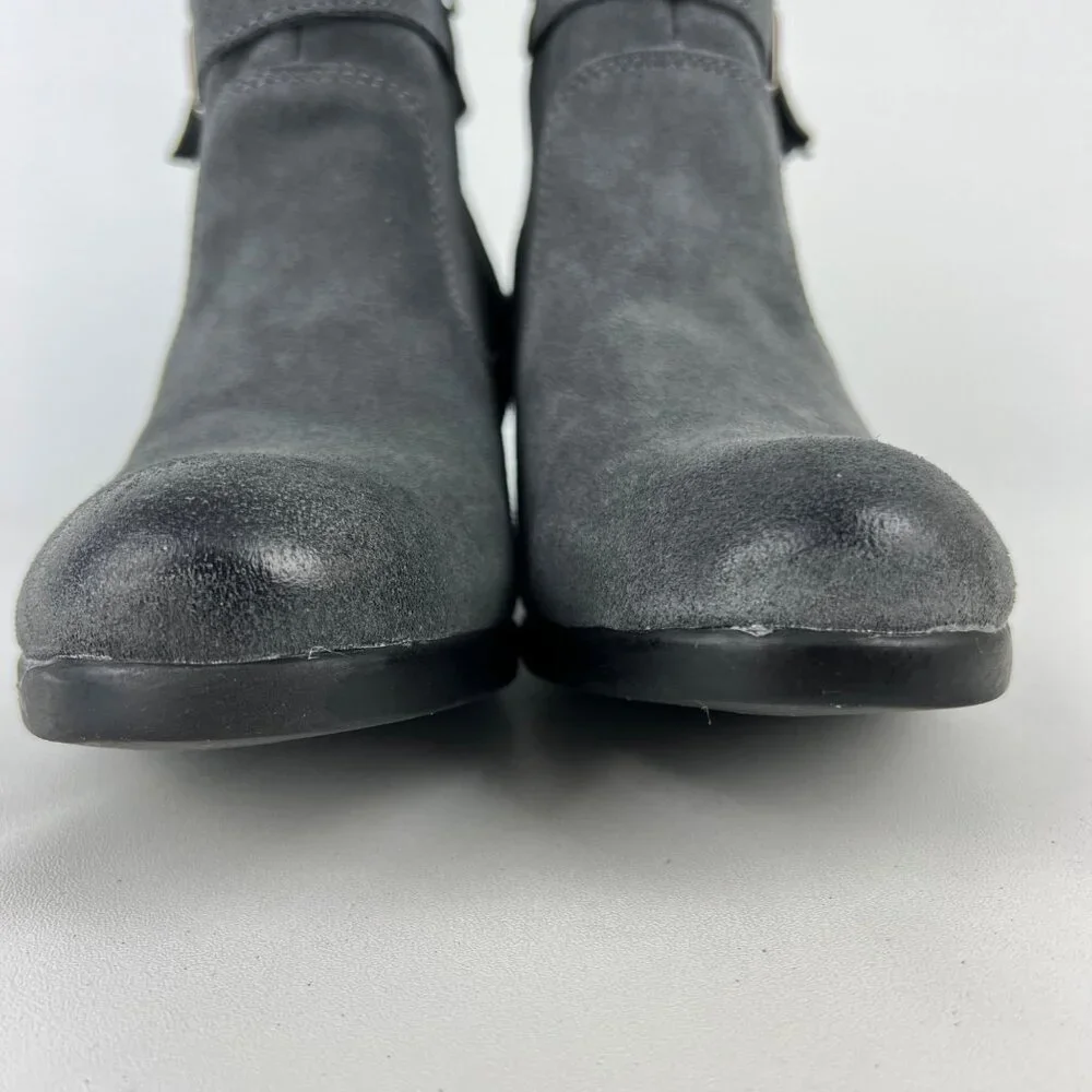 Earth Origins Womens Tori Gray Suede Ankle Booties Water Repellent size 9.5